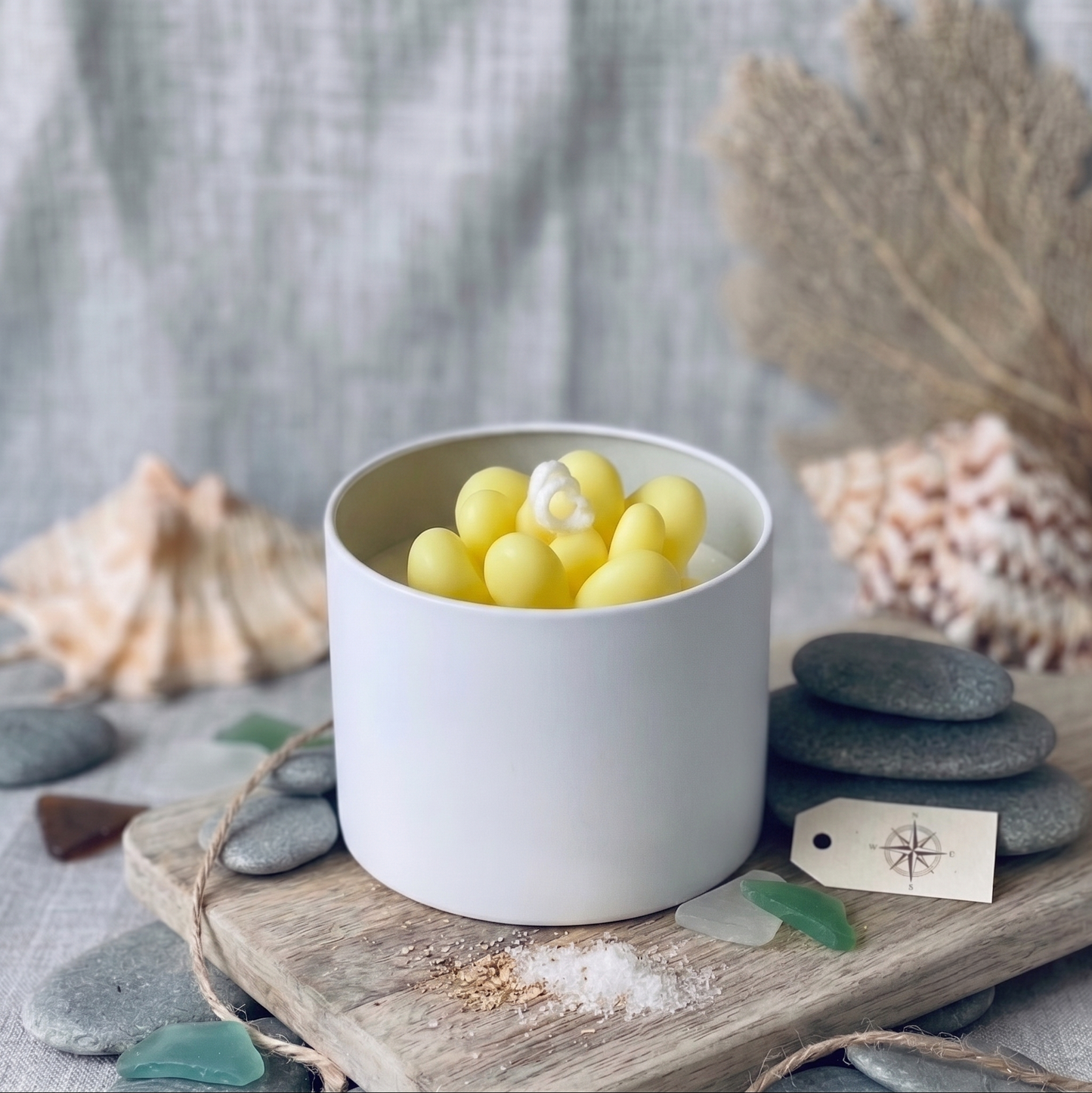 Yellow Pebble Succulent Candle
