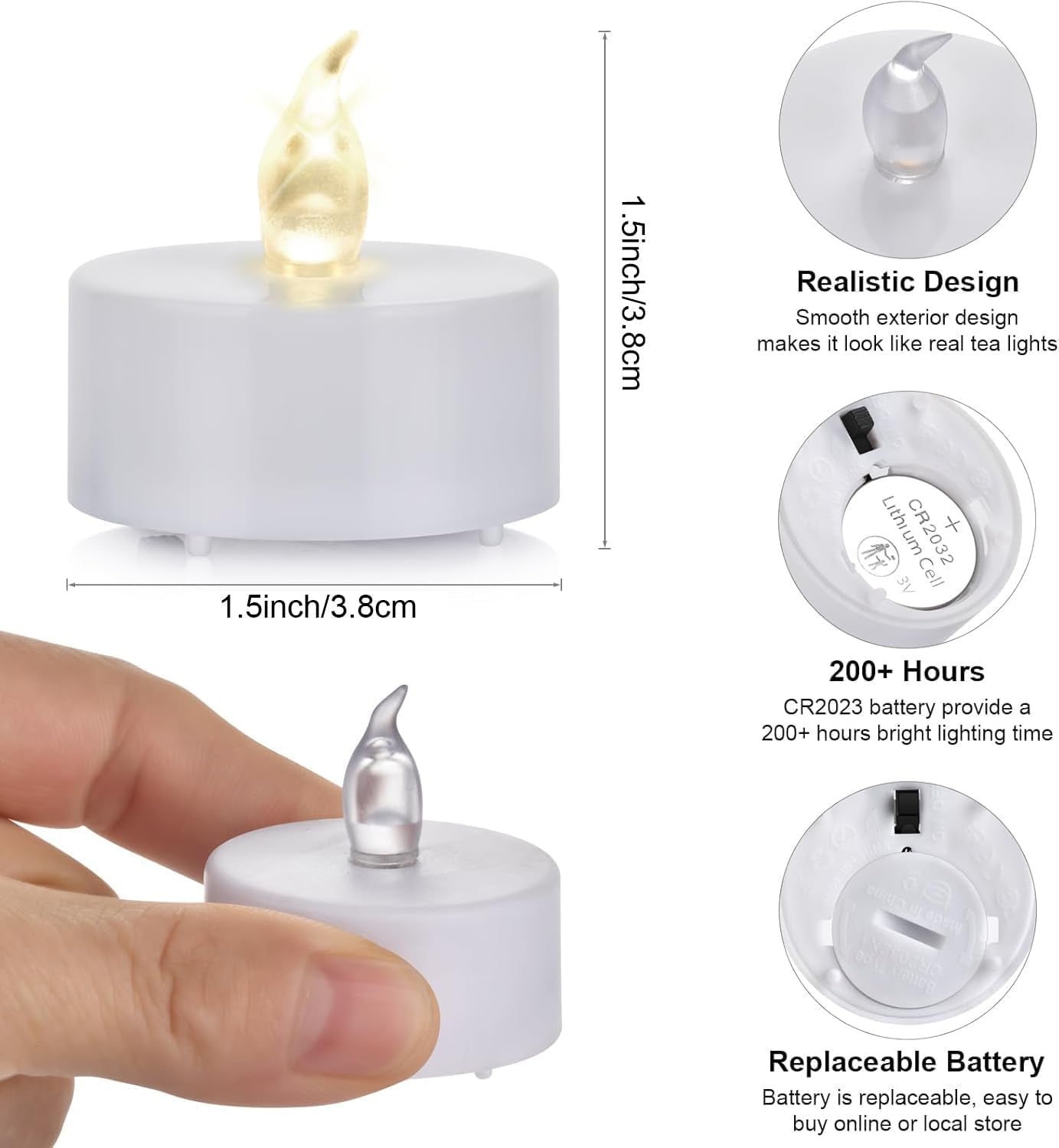 Battery Operated LED Tea Lights Flameless Electric Candles 24PACK