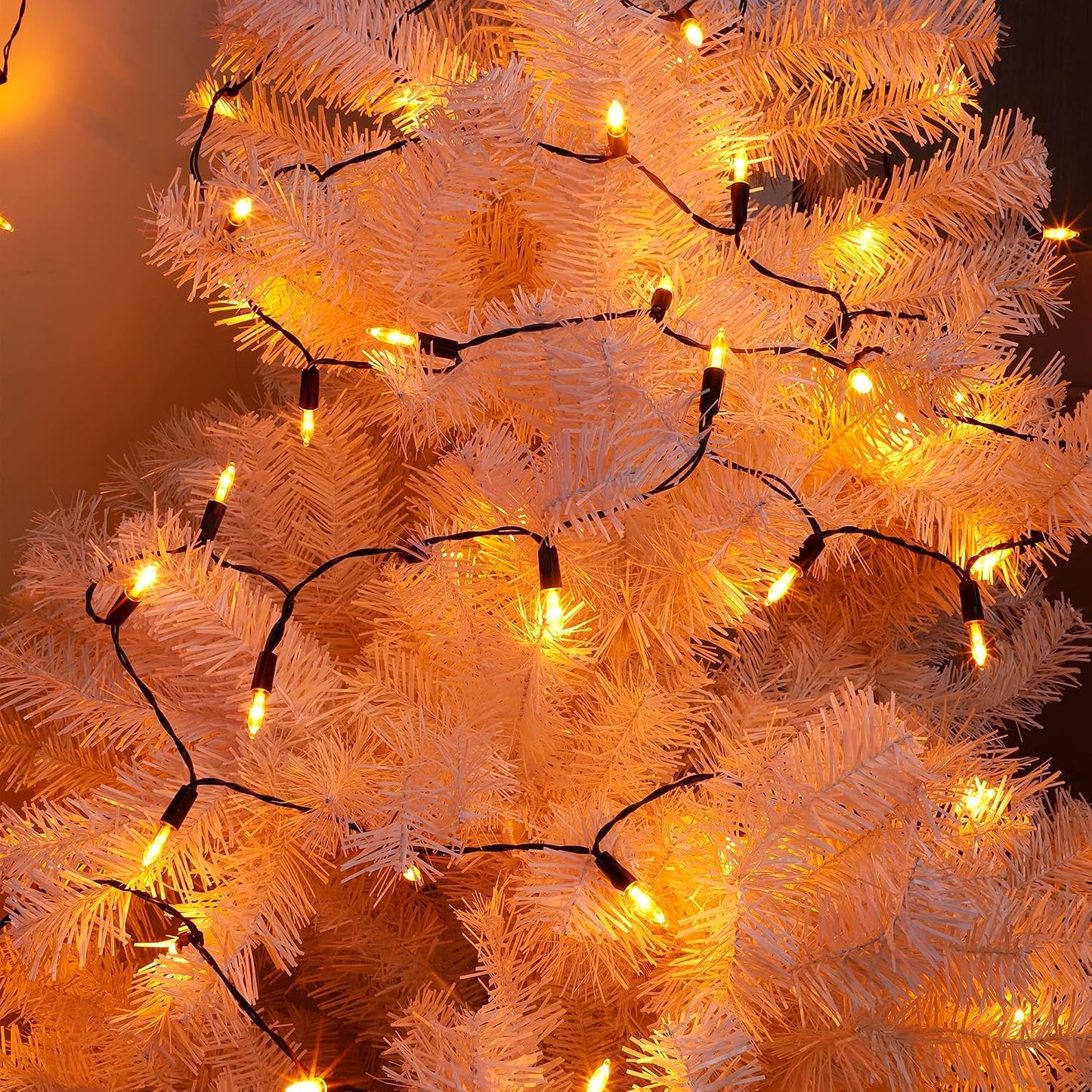 Halloween Lights, 50-Count Black Wire Light Set, Battery Operated Halloween Mini String Light with 8 Modes, 16 Ft Fairy Lights for Halloween Tree Garden Wreath Decorations (2 Pack, Orange)