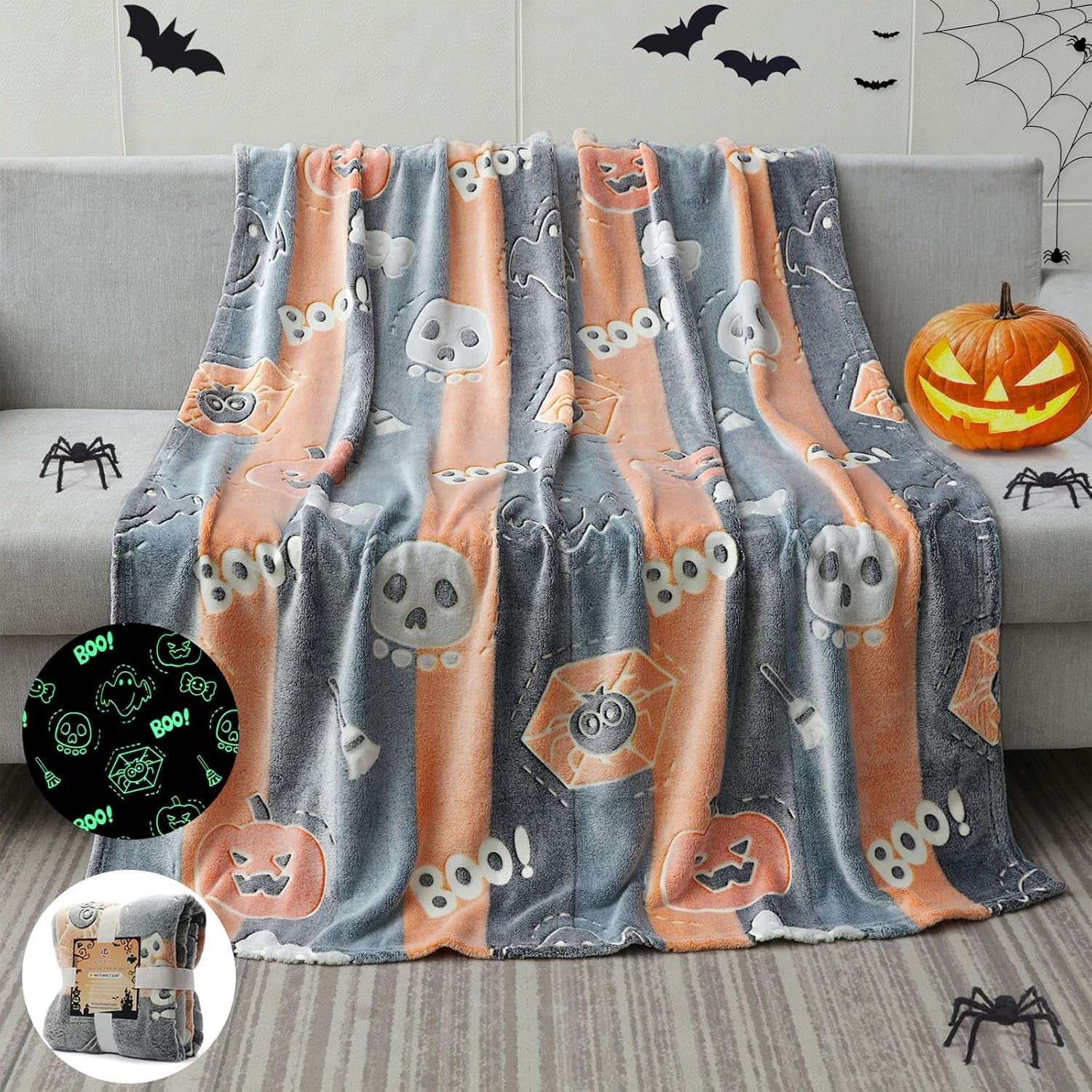 Glow in the Dark Halloween Blanket Gifts for Girls Boys