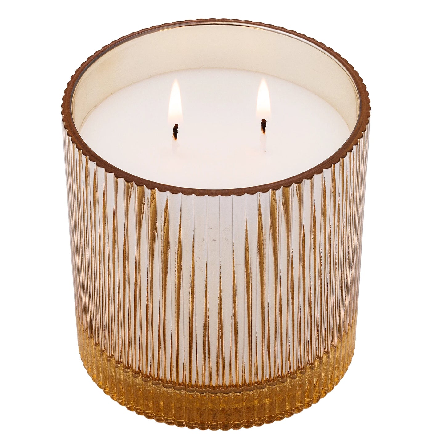 Pumpkin Snickerdoodle Swirl Scented 2-Wick Ribbed Mercury Glass Jar Candle with Wooden Lid, 12 Oz