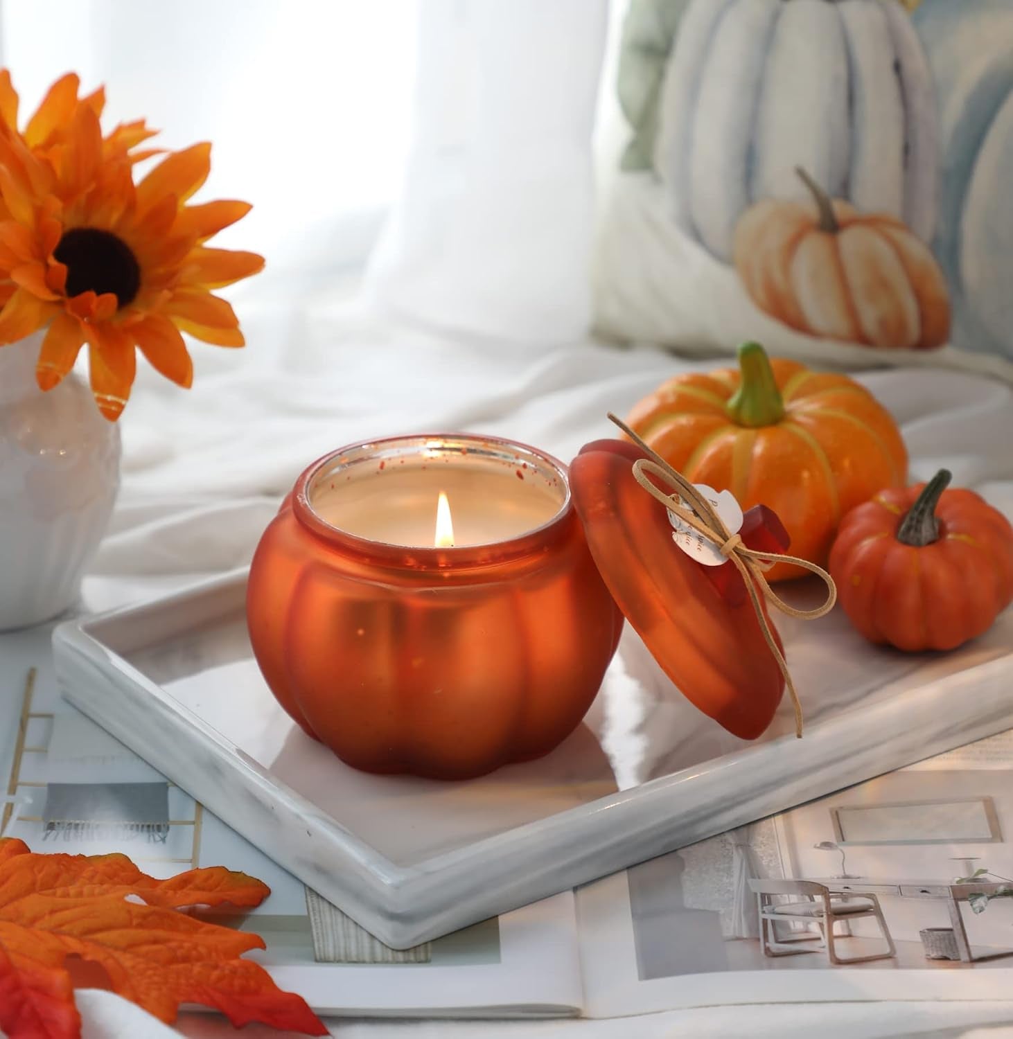 Fall Pumpkins Shaped Candle, 12 Oz Pumpkin Spice Scented Candle