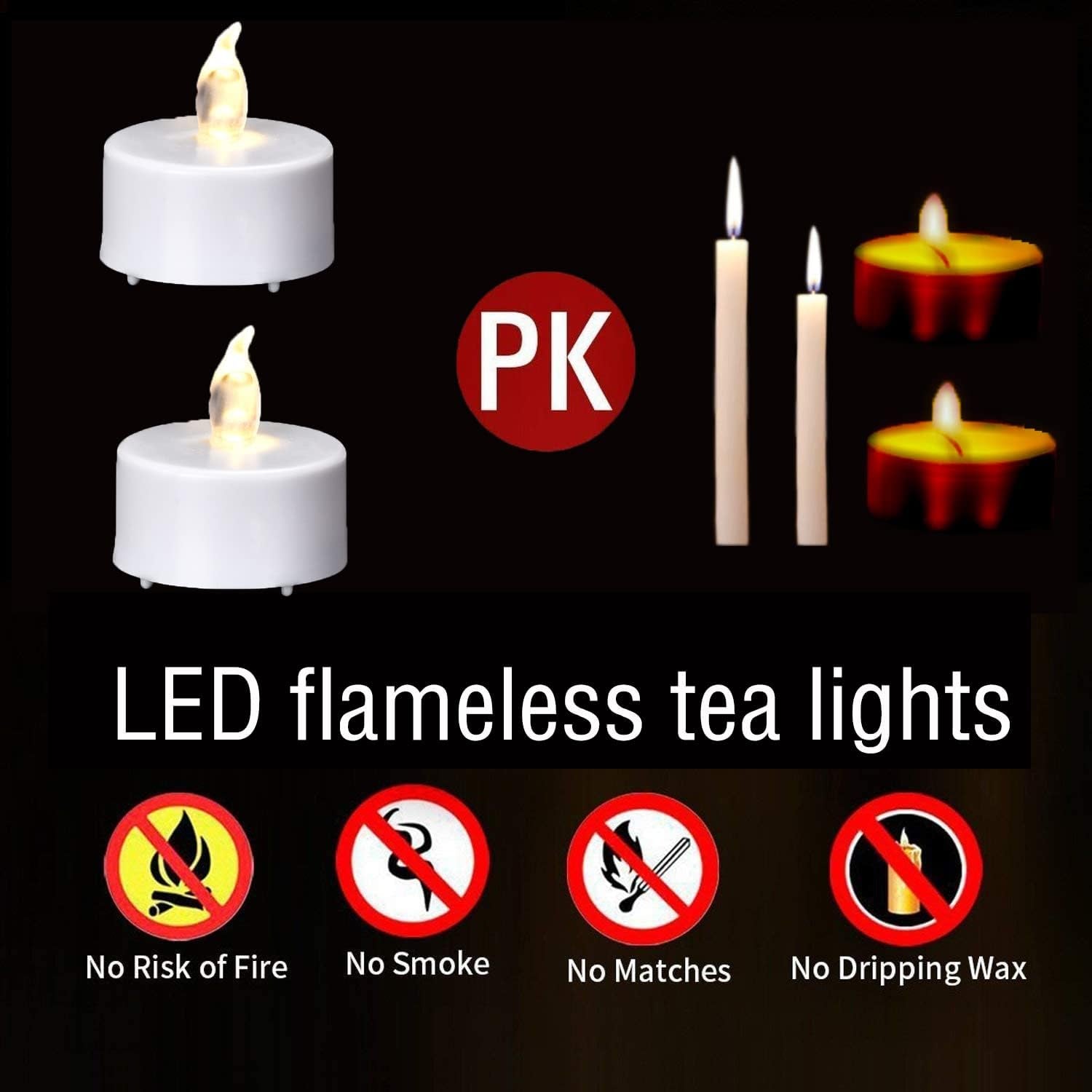 Battery Operated LED Tea Lights Flameless Electric Candles 24PACK