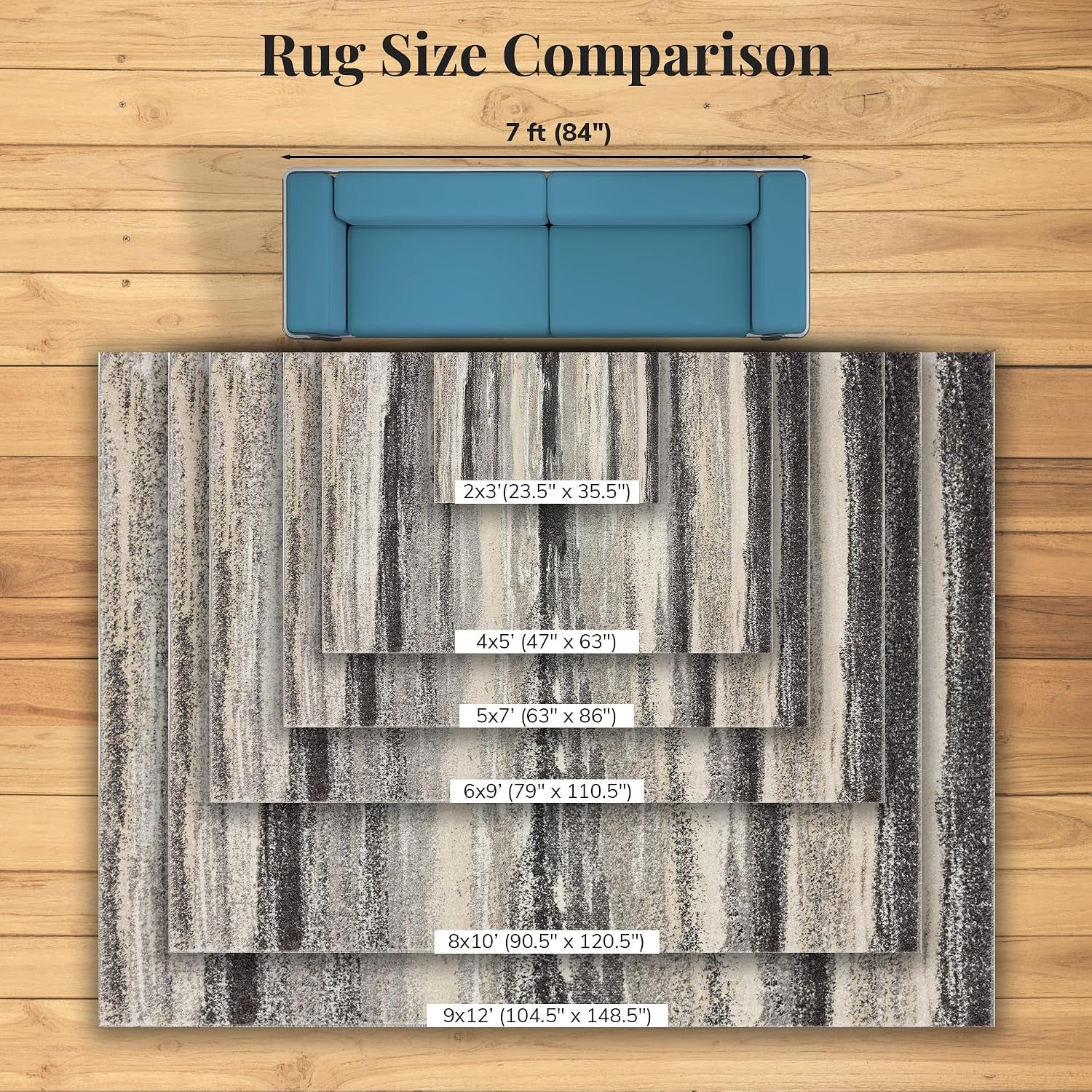Modern Abstract Area Rug Gray 5X7