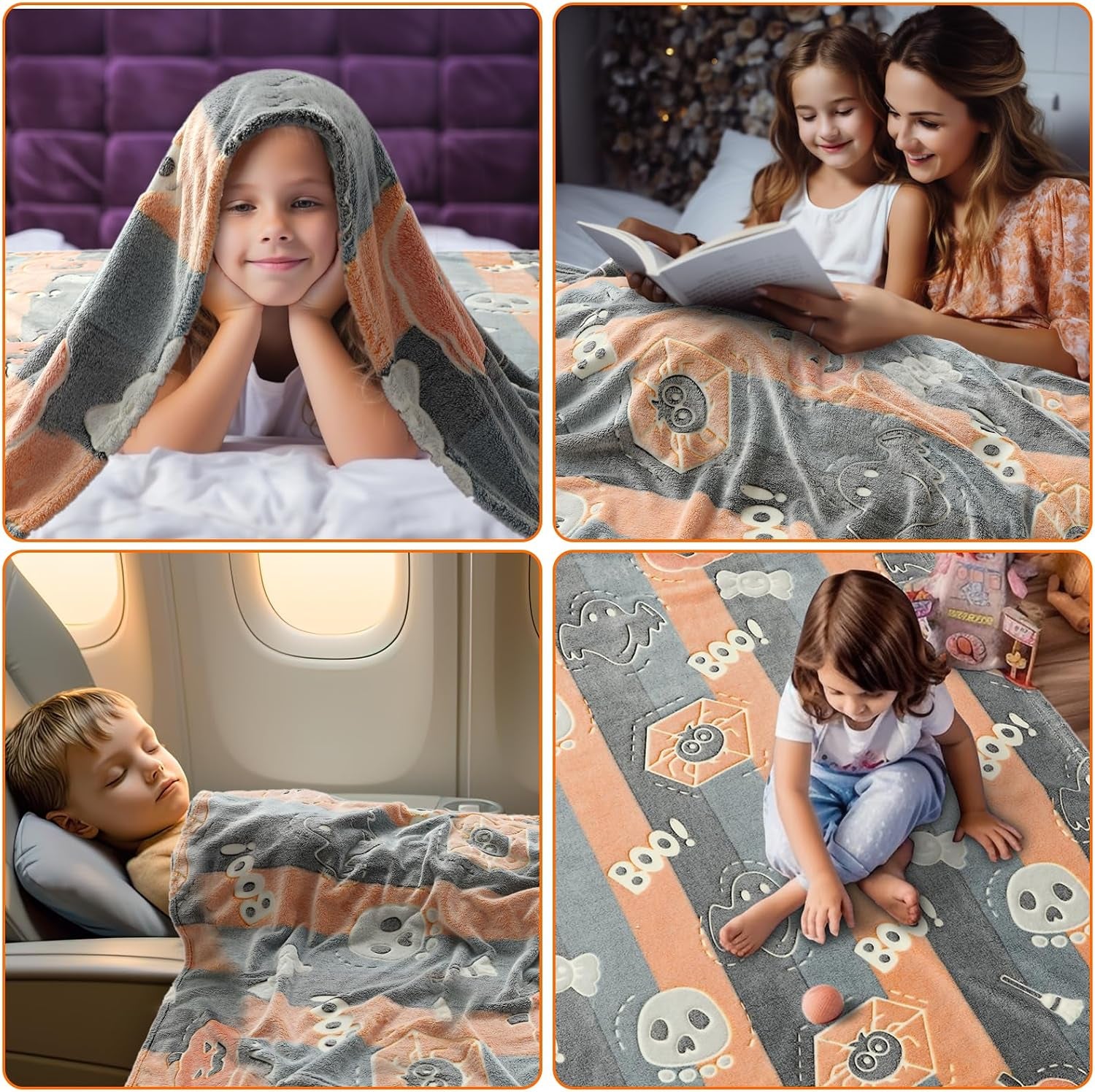 Glow in the Dark Halloween Blanket Gifts for Girls Boys