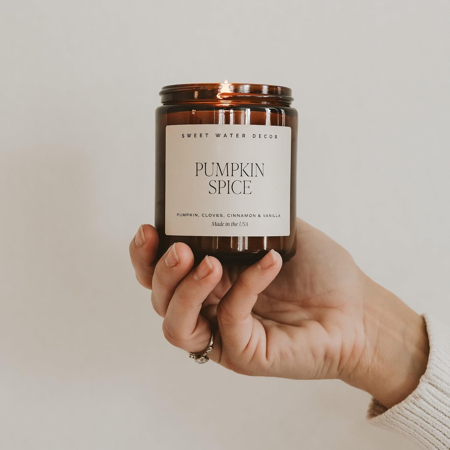 Pumpkin Spice Candle, 9Oz Amber Glass Jar, Fall