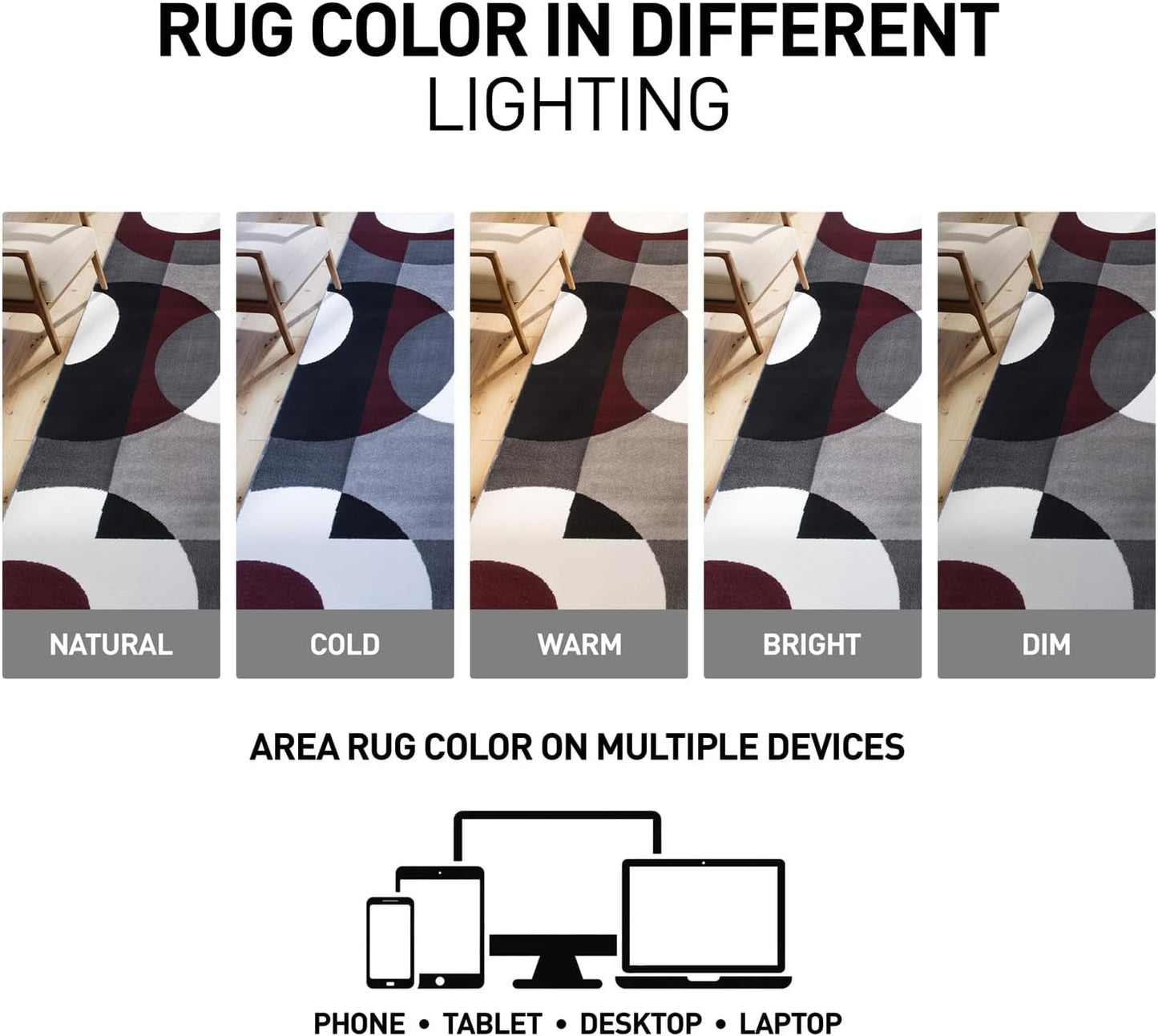 Circles Modern Soft Living Room Runner Rug Burgundy 2' X 7'2"
