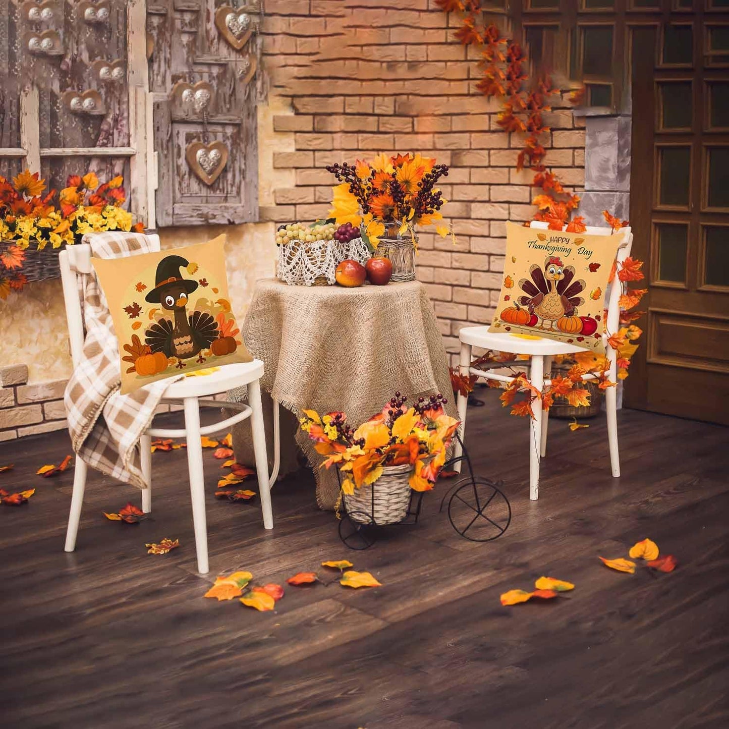 Fall Decorations for Home, Fall Pillow Covers 18X18 Set of 4, Thanksgiving Decorations Autumn Cushion Case for Couch(Fall09)