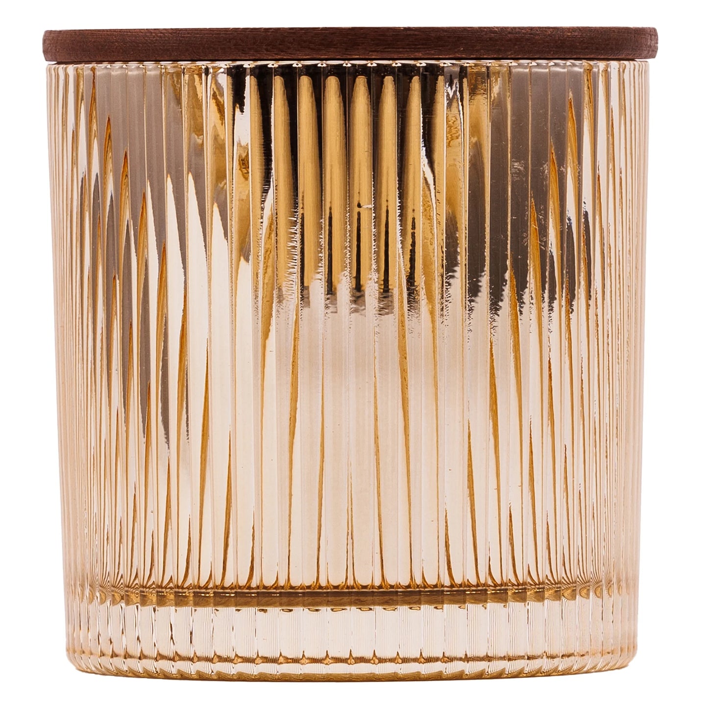 Pumpkin Snickerdoodle Swirl Scented 2-Wick Ribbed Mercury Glass Jar Candle with Wooden Lid, 12 Oz