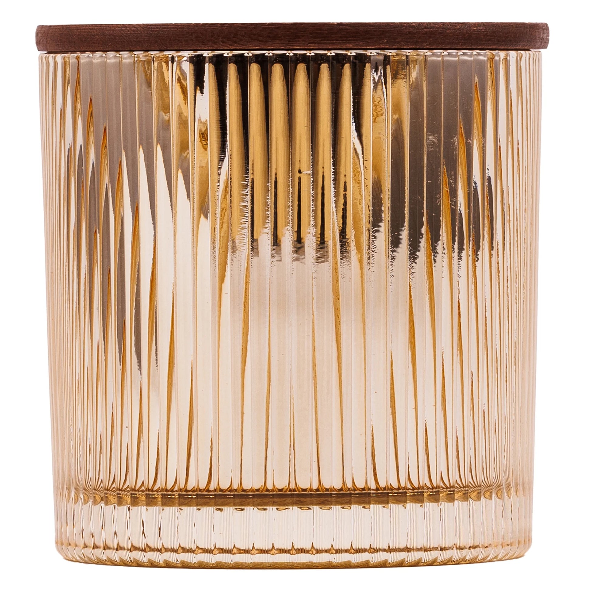 Pumpkin Snickerdoodle Swirl Scented 2-Wick Ribbed Mercury Glass Jar Candle with Wooden Lid, 12 Oz