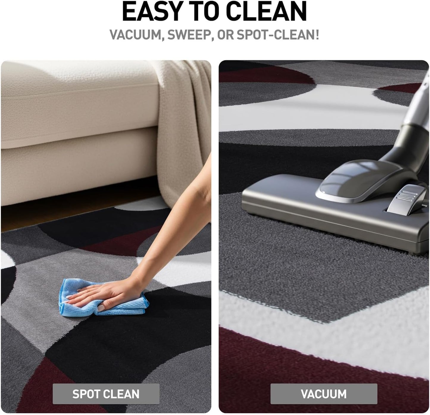Circles Modern Soft Living Room Runner Rug Burgundy 2' X 7'2"