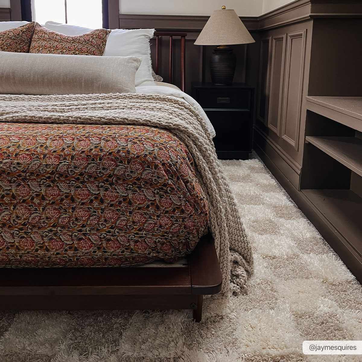 Light Brown Checkered Area Rug