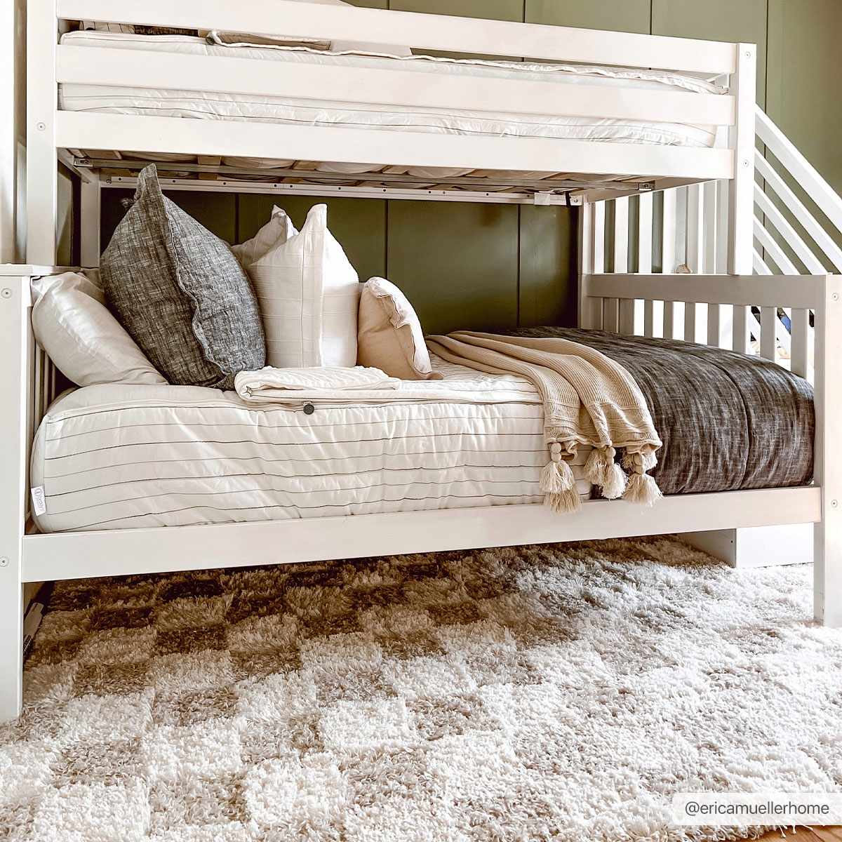 Light Brown Checkered Area Rug