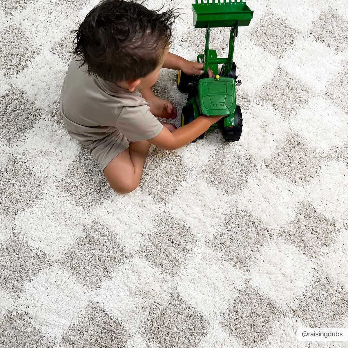 Light Brown Checkered Area Rug