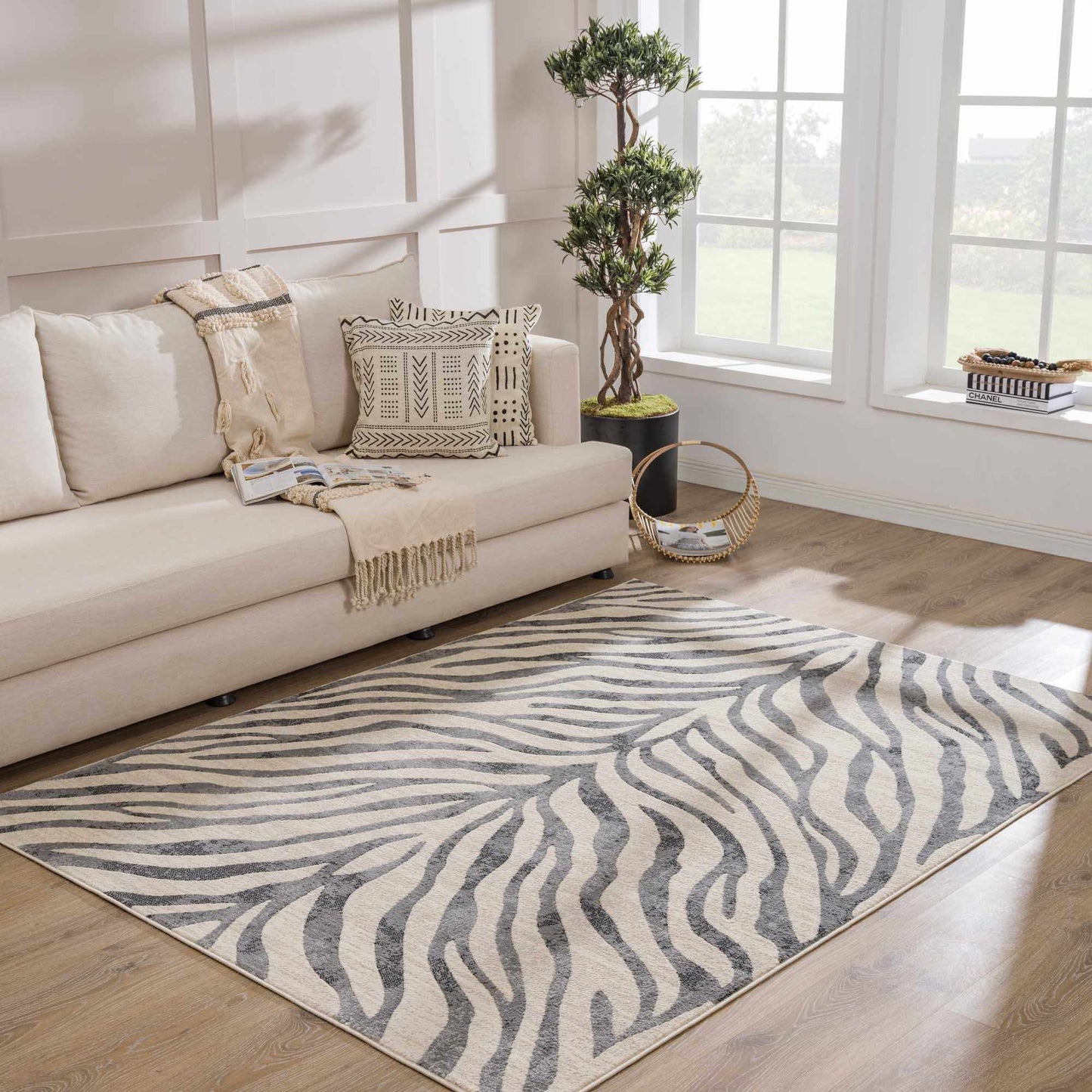 Zebra Print Area Rug