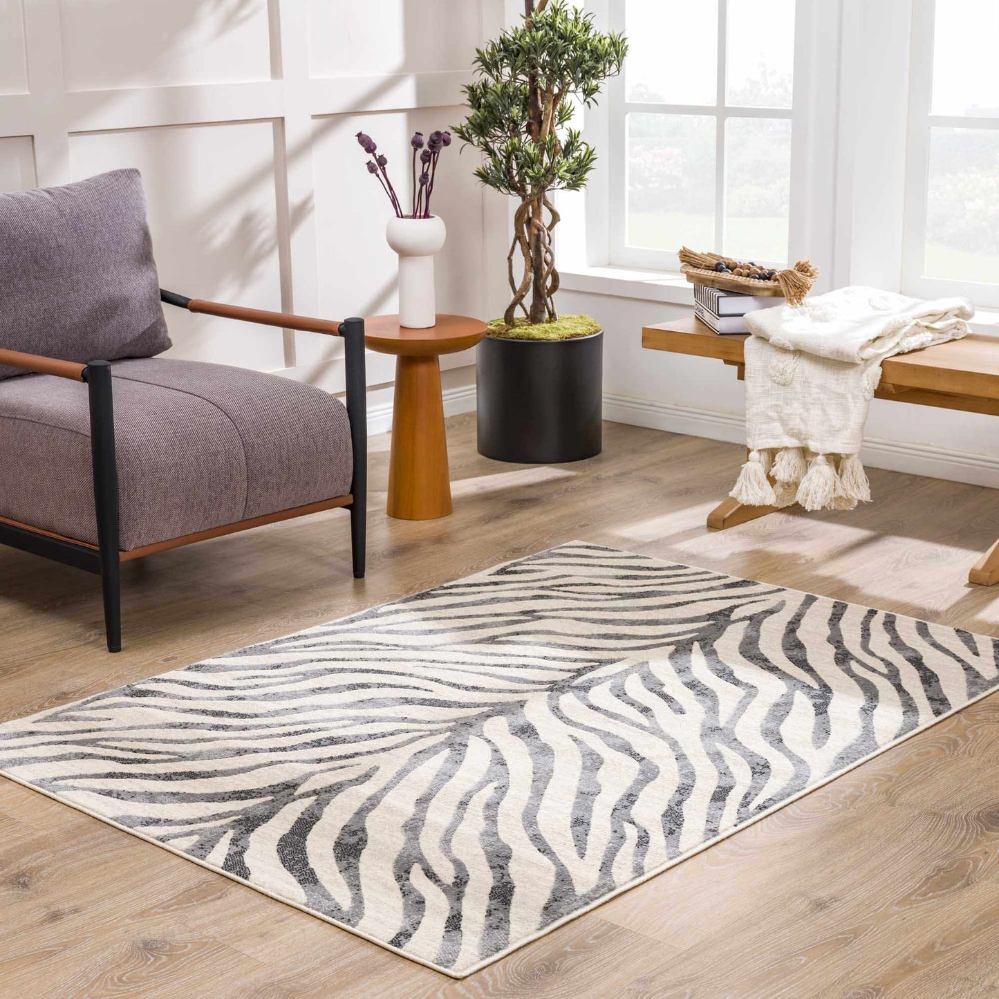 Zebra Print Area Rug