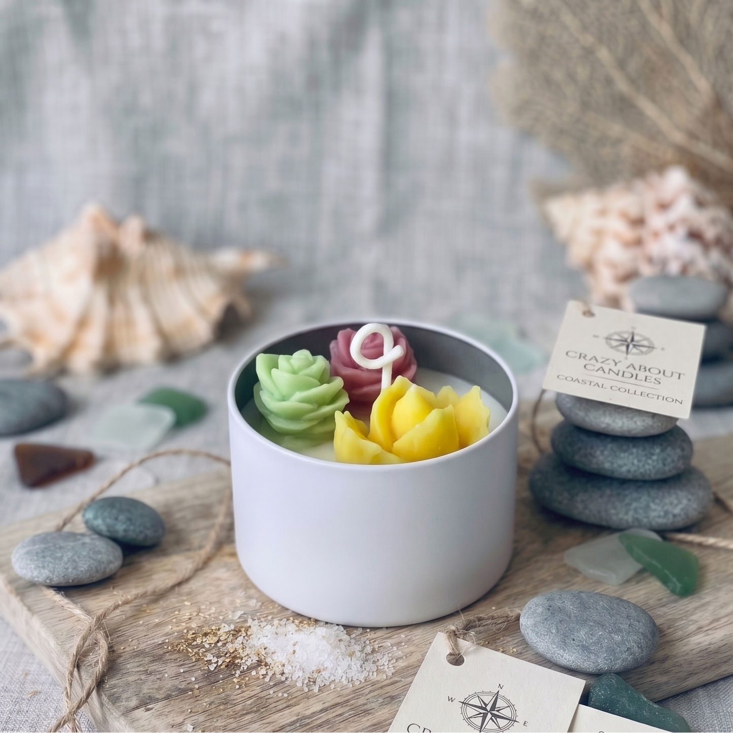 Tricolor Rosette Cactus Candle