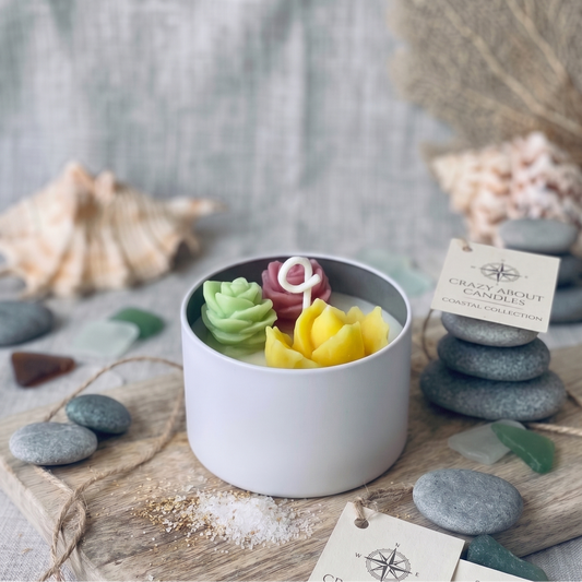 Tricolor Rosette Cactus Candle