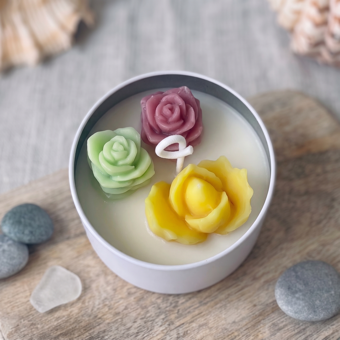 Tricolor Rosette Cactus Candle