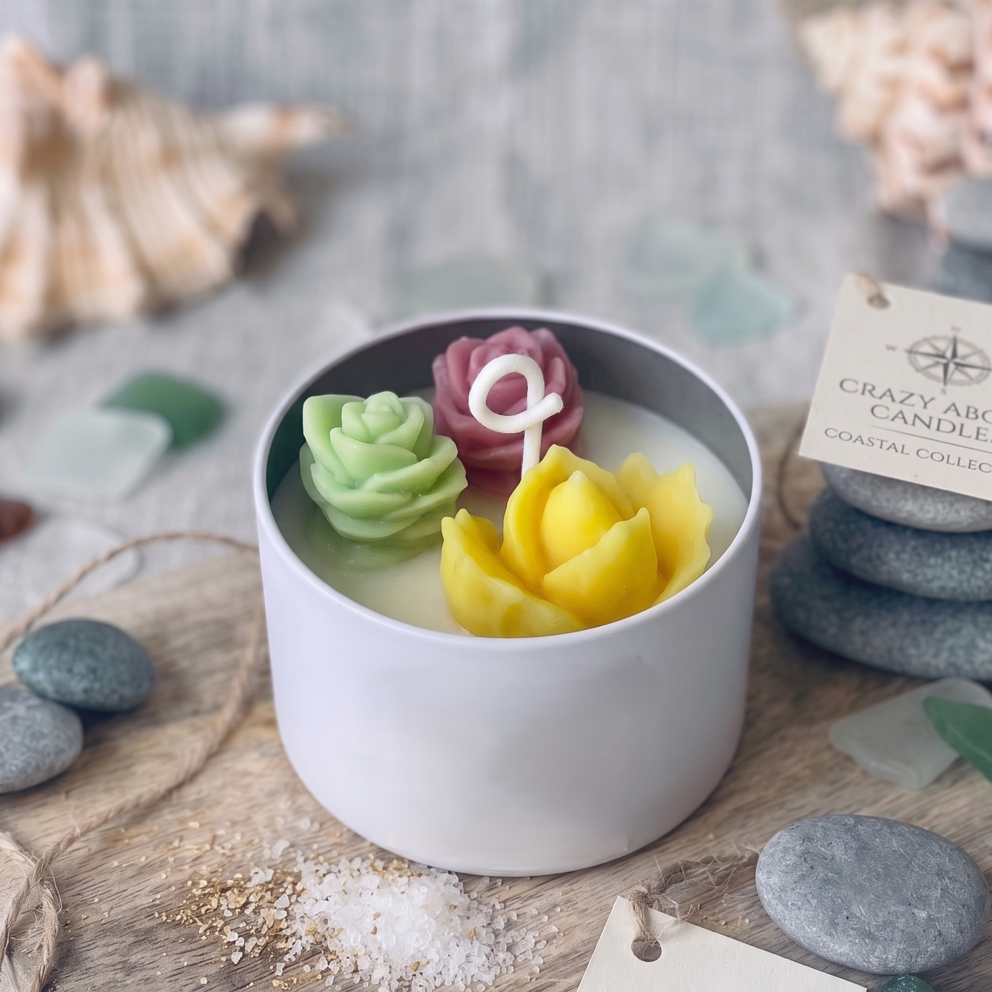 Tricolor Rosette Cactus Candle