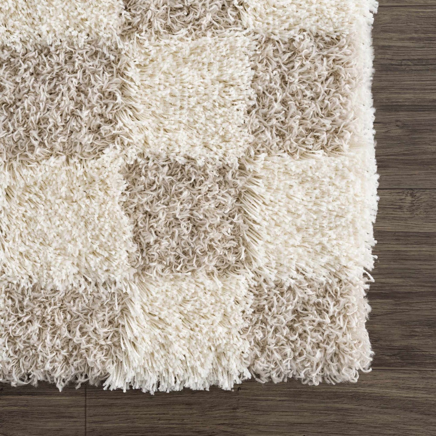 Light Brown Checkered Area Rug