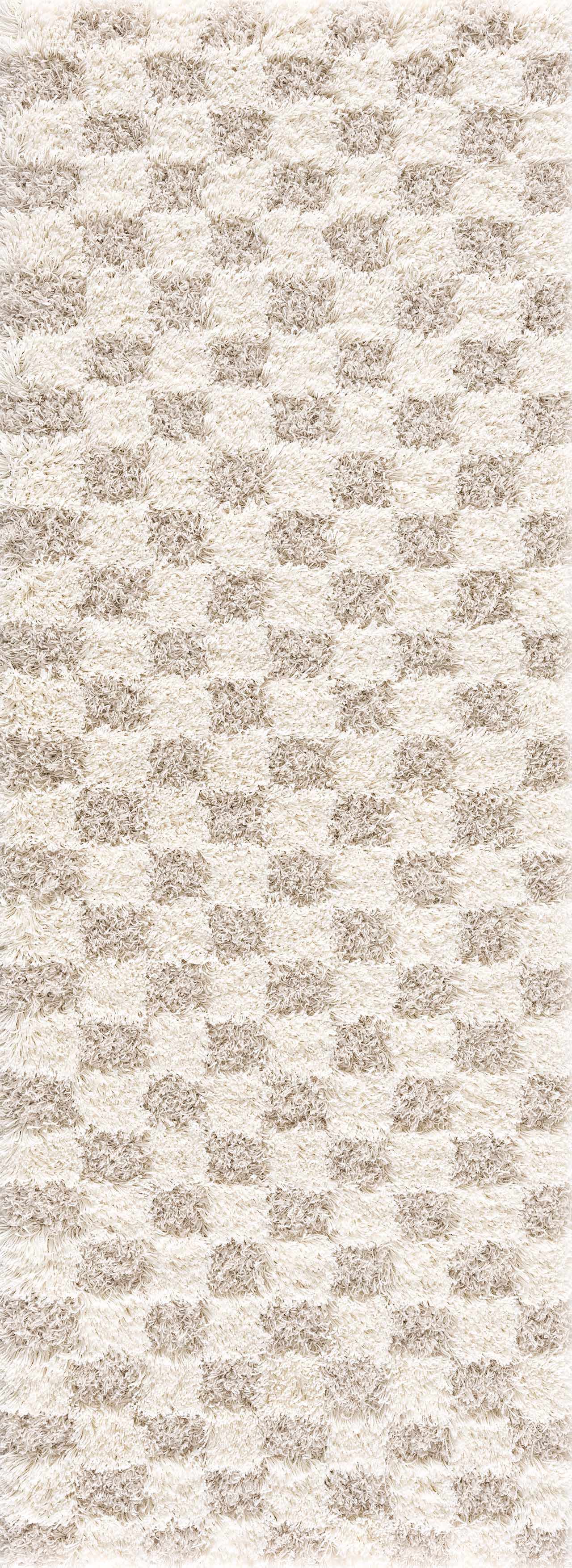 Light Brown Checkered Area Rug