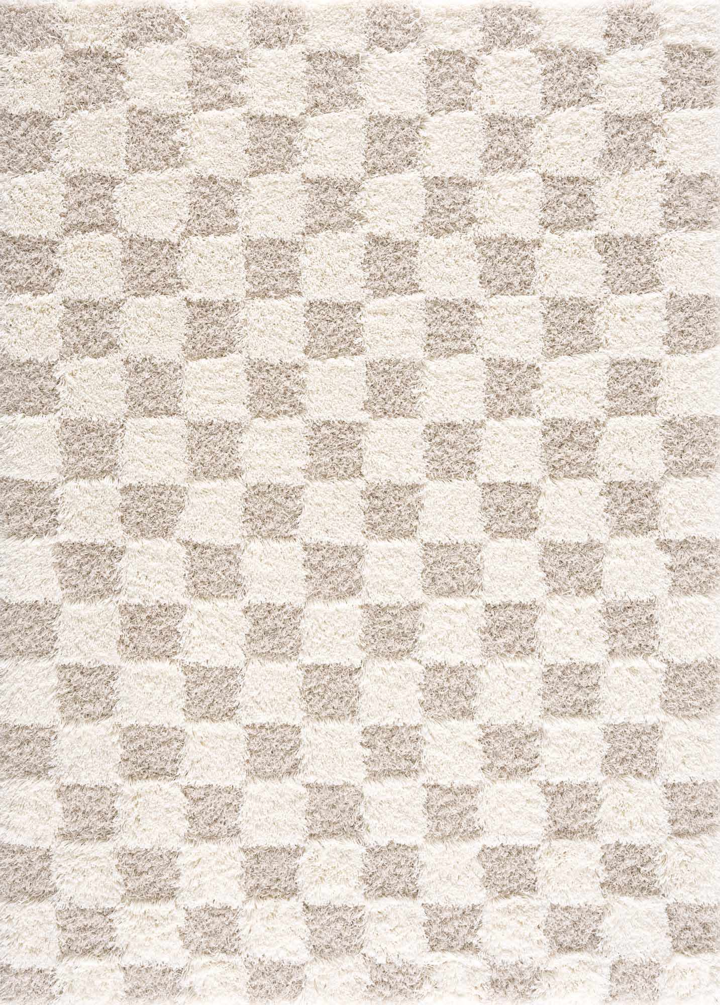 Light Brown Checkered Area Rug