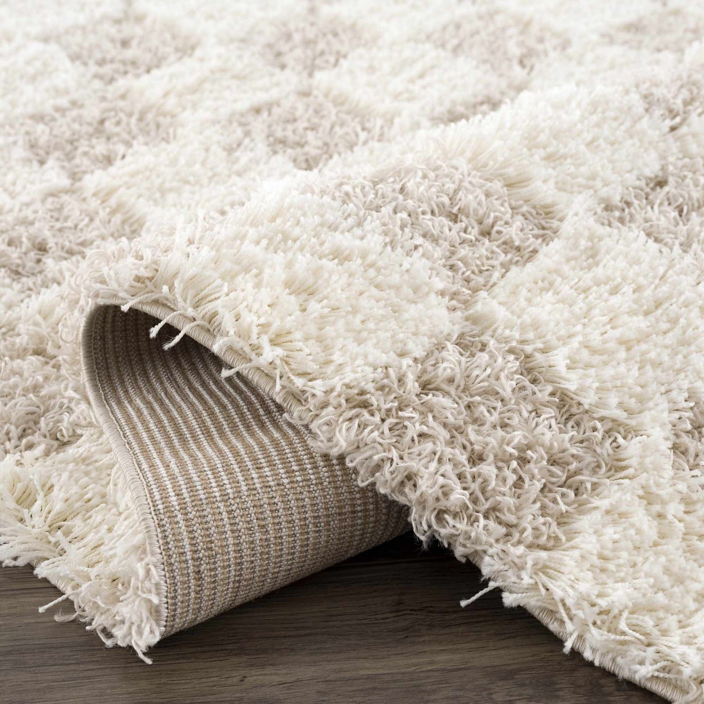 Light Brown Checkered Area Rug