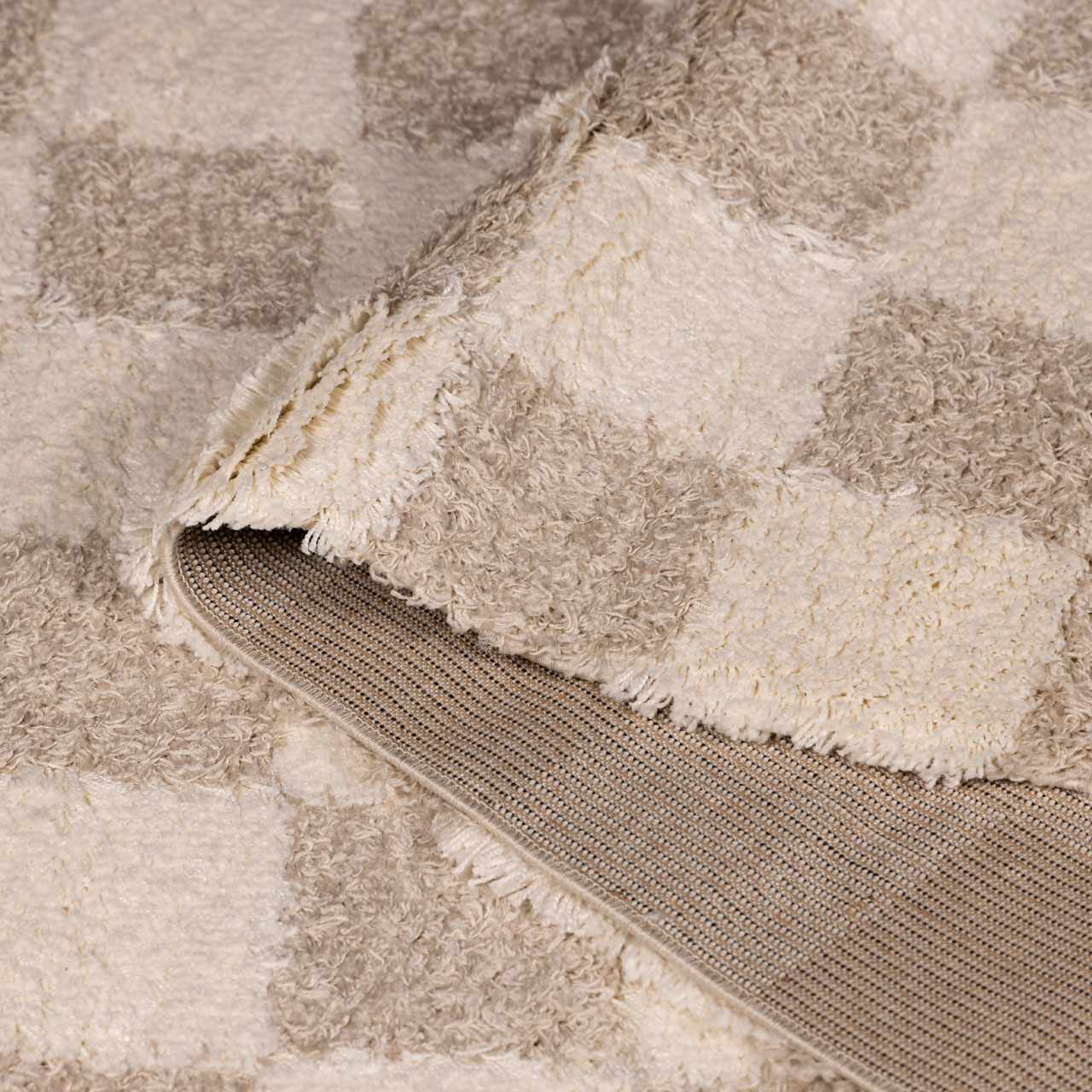 Light Brown Checkered Area Rug