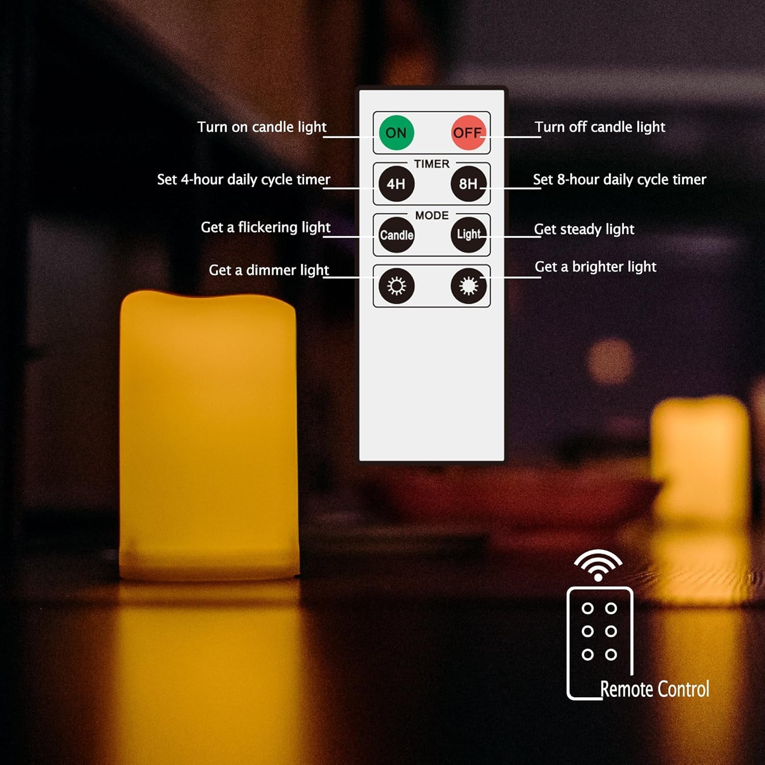 Outdoor Waterproof Battery Operated Flameless LED Pillar Candles
