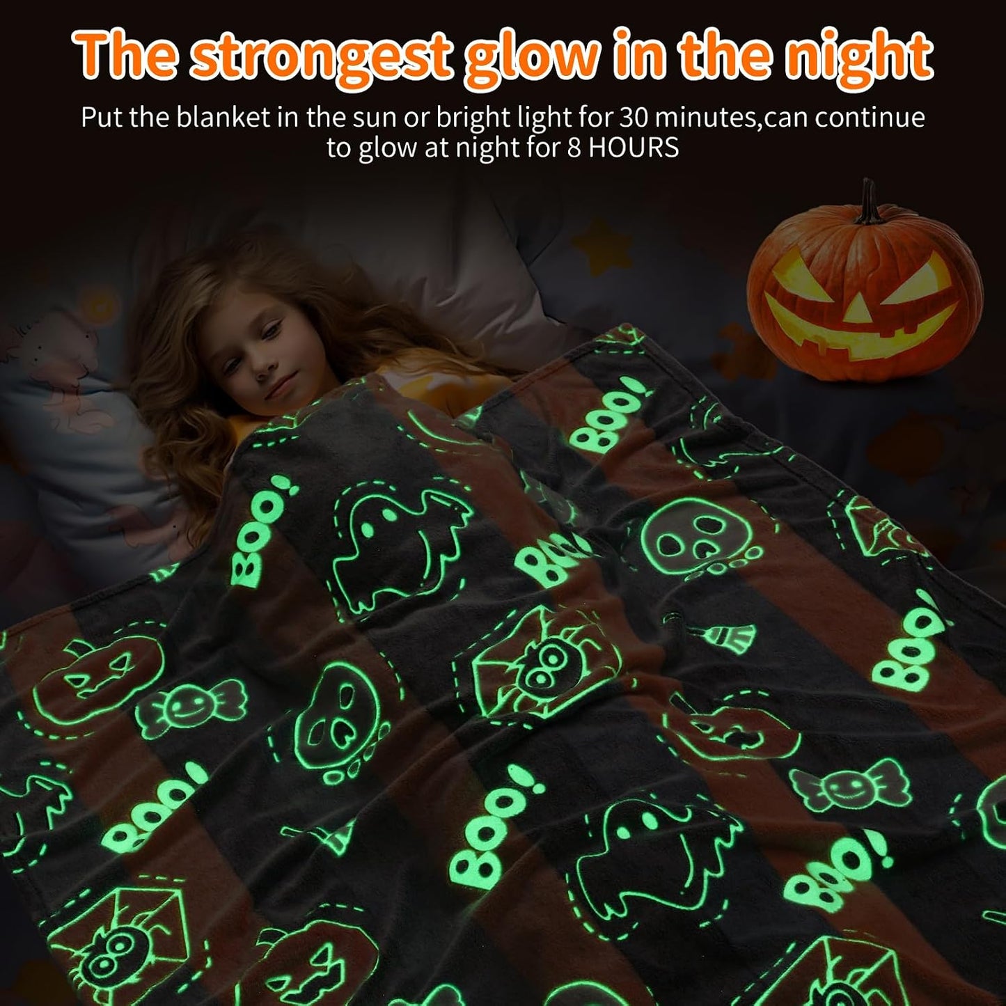Glow in the Dark Halloween Blanket Gifts for Girls Boys