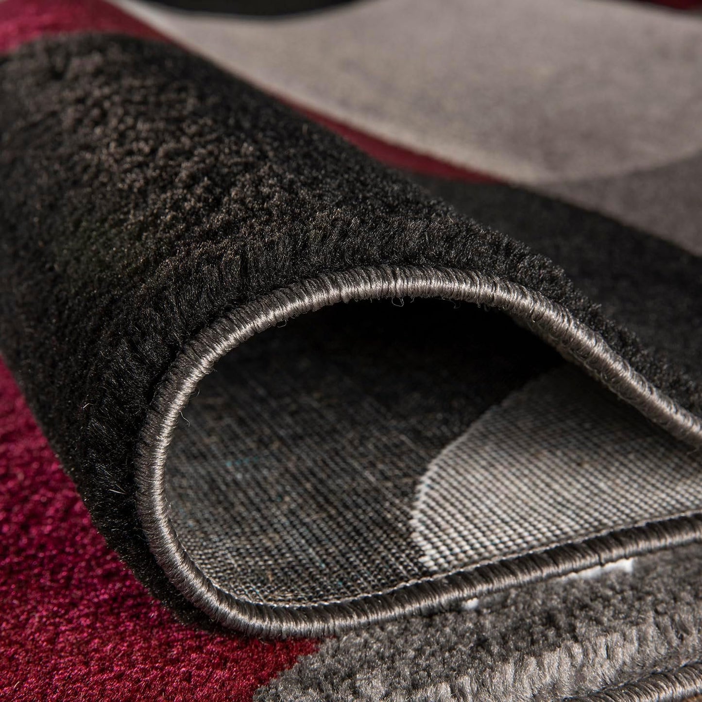 Circles Modern Soft Living Room Runner Rug Burgundy 2' X 7'2"