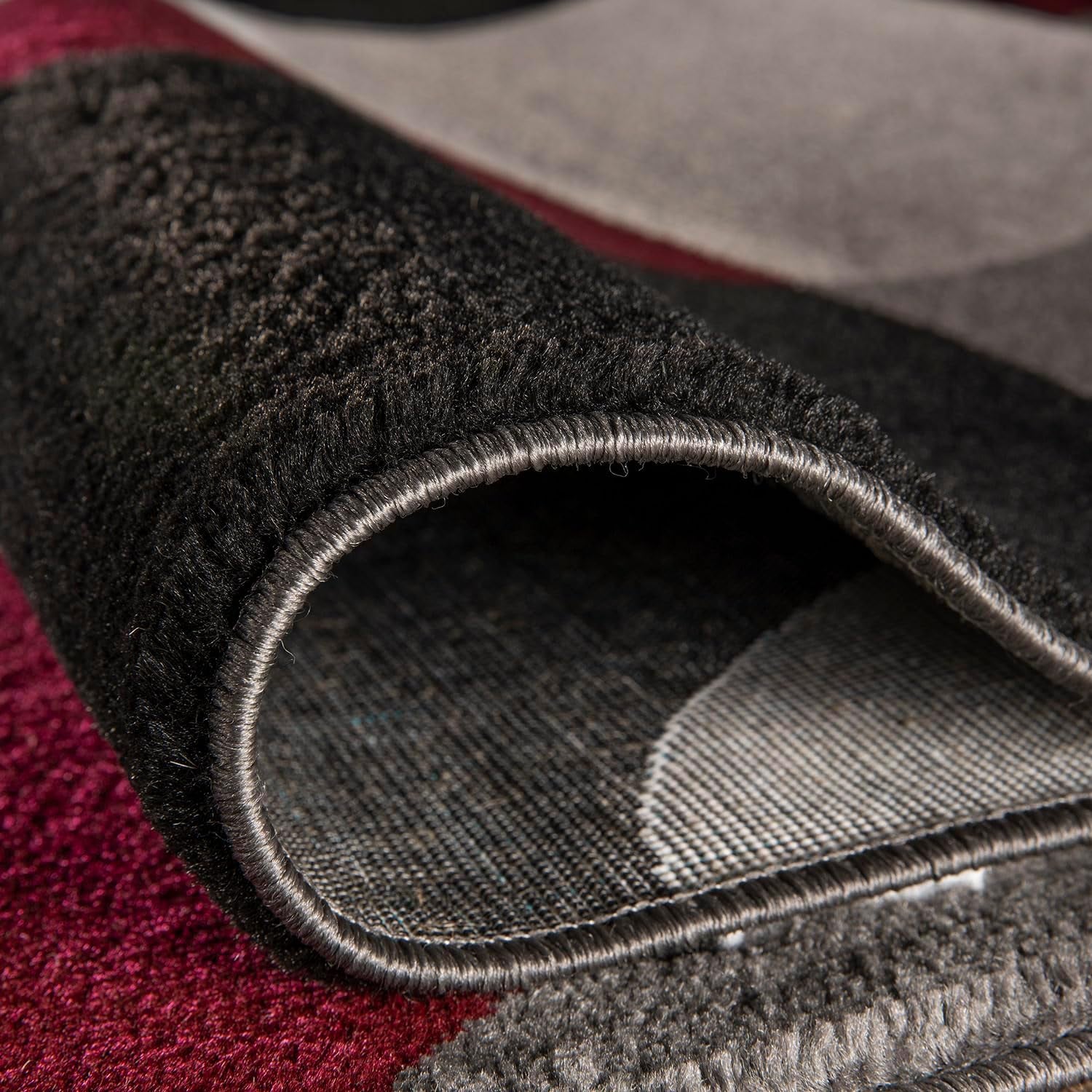 Circles Modern Soft Living Room Runner Rug Burgundy 2' X 7'2"