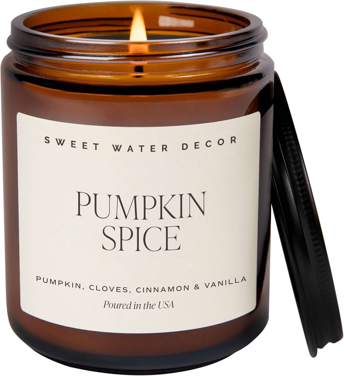Pumpkin Spice Candle, 9Oz Amber Glass Jar, Fall