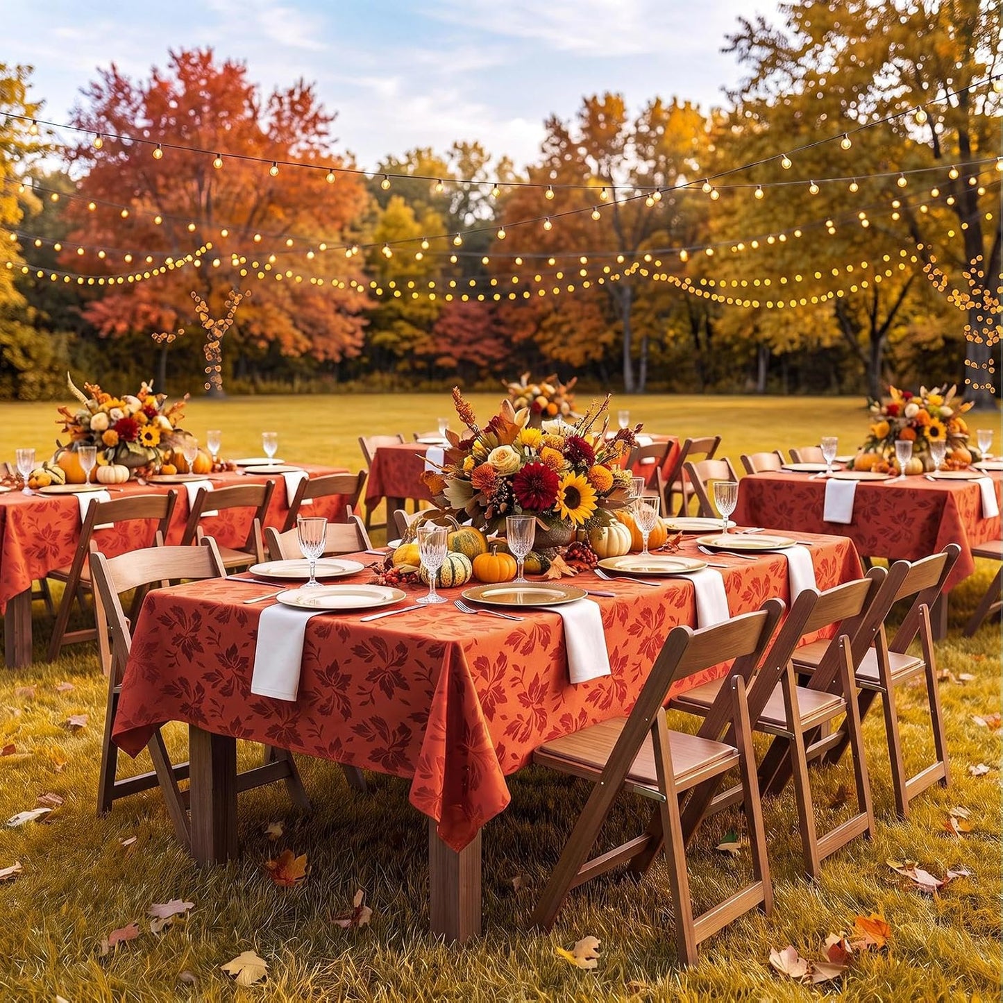 Fall Jacquard Rectangle Tablecloth, Thanksgiving Dining Decor