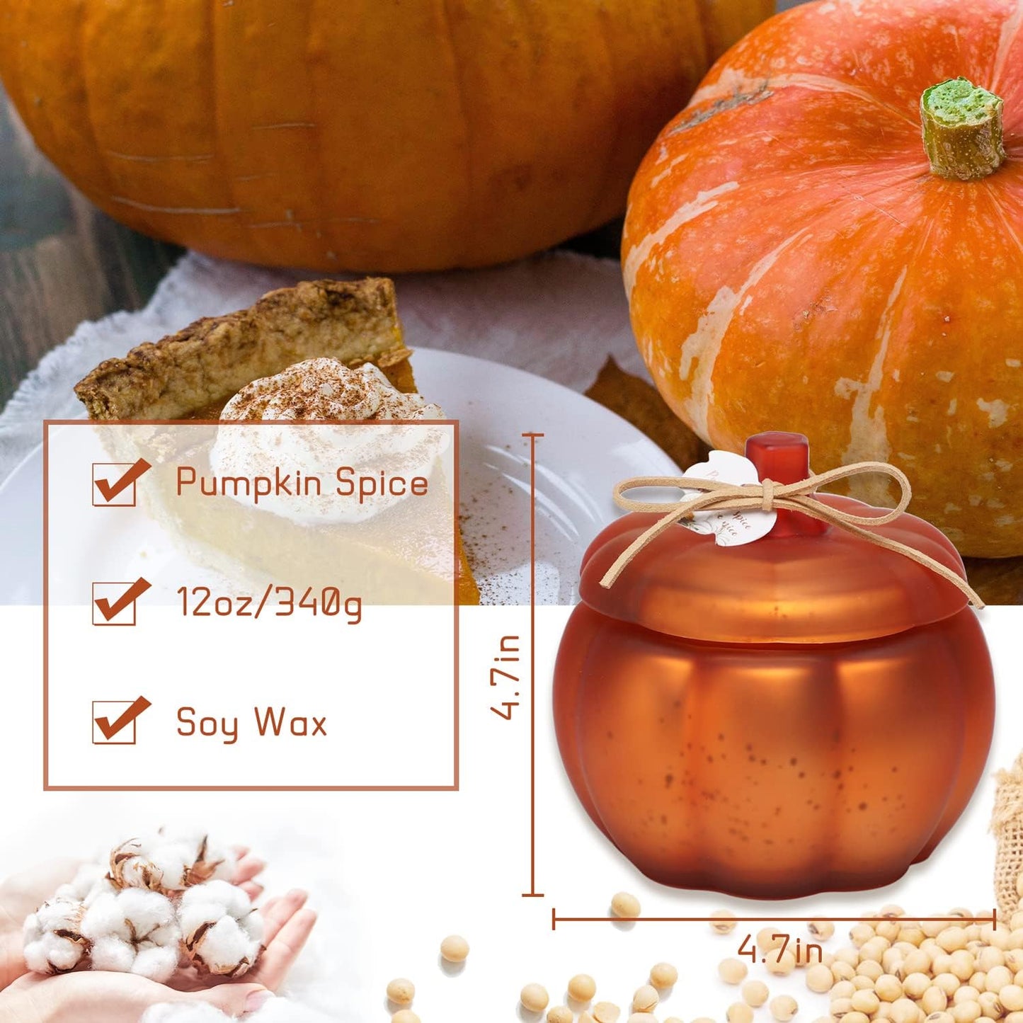Fall Pumpkins Shaped Candle, 12 Oz Pumpkin Spice Scented Candle